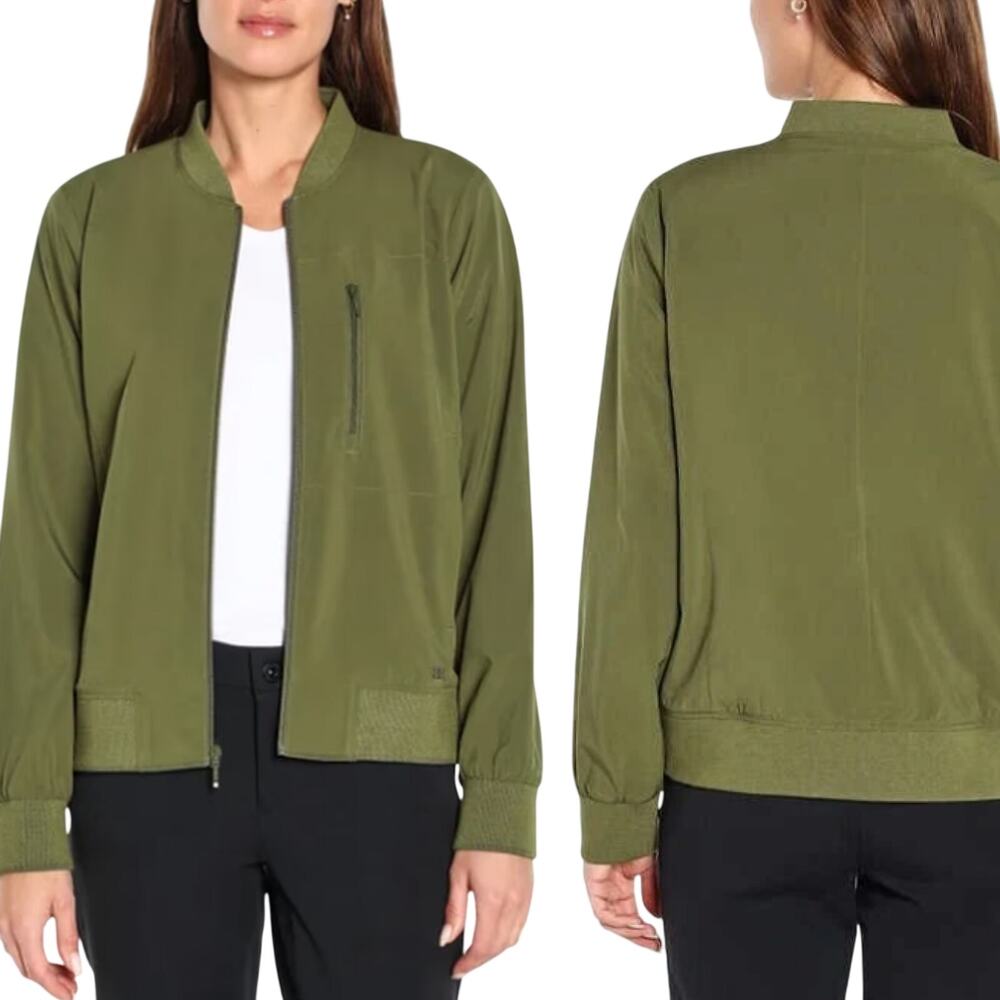 Banana Republic Bomber Windbreaker Jacket Lightweight Olive Green Womens Medium